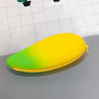 귀여운 실리콘 망고 당근 선인장 고양이 모양 연필 가방, 부드러운 지퍼 펜 보관 파우치, 큰 지갑, 학교용 키 케이스 