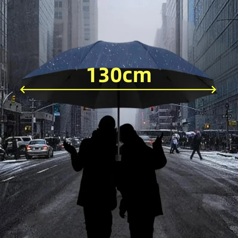 130 cm Extra Großer Dreifach Faltbarer Regenschirm Effektiver Regenschutz Effektive Windbeständigkeit UV-Beständigkeit