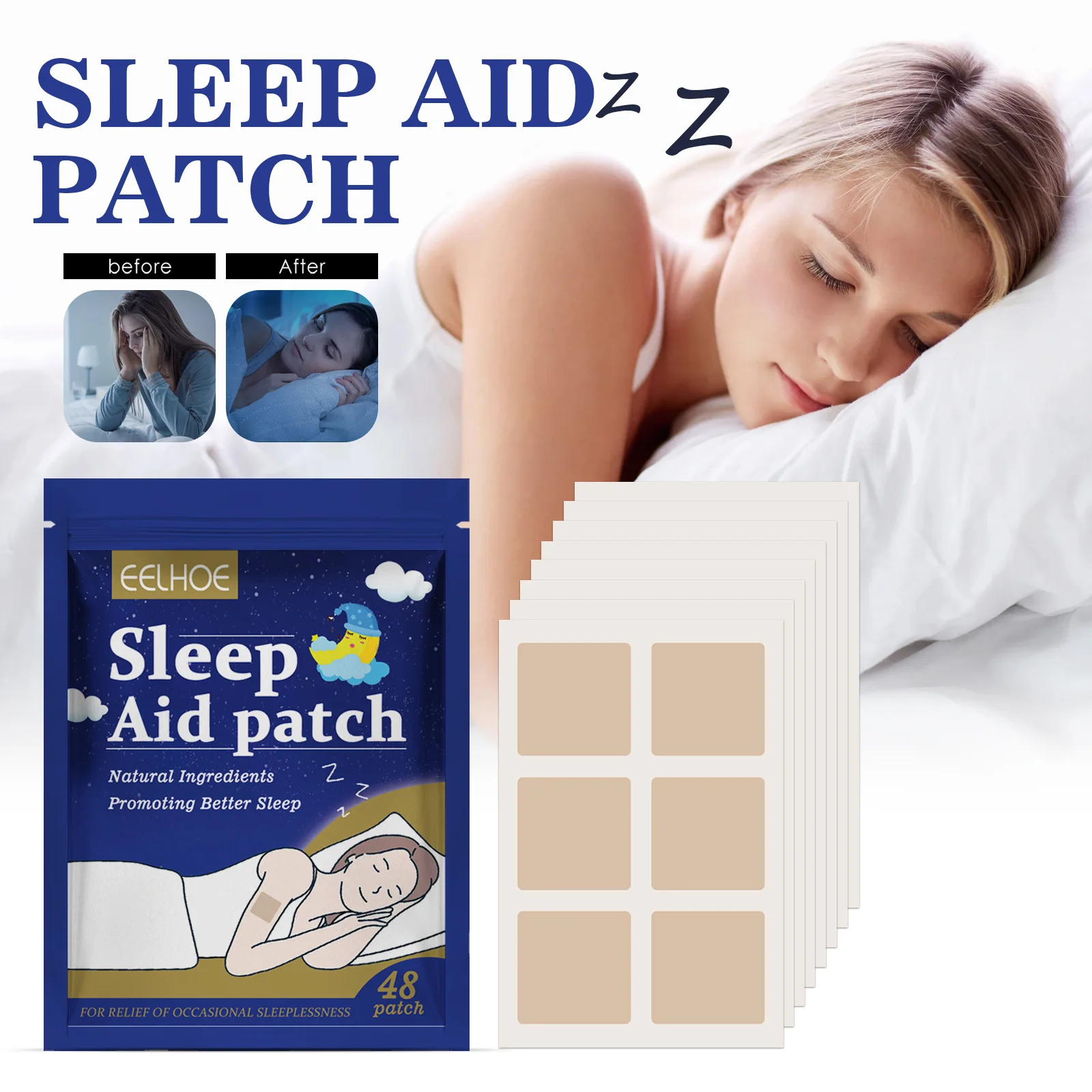 48-96pcs Sleep Aid Patch natural sleeping insomnia Decompression Improve Sleeping Plaster patches for Good Sleep at Home