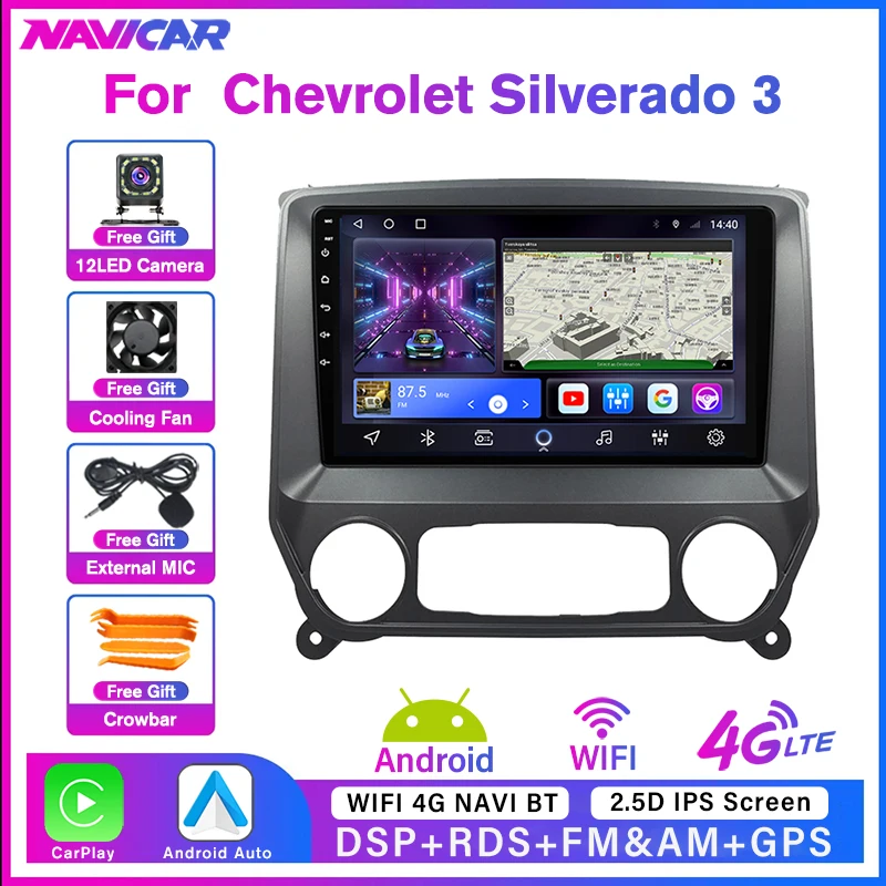 

2Din Android10 Car Radio For Chevrolet Silverado 3 GMTK2 2014-2018 Car Stereo GPS Navigation Bluetooth Player Auto Radio Carplay