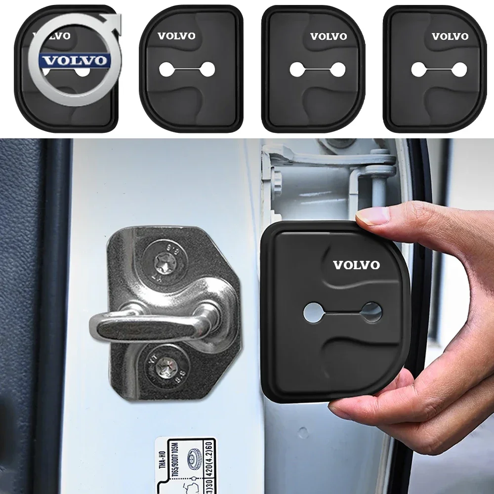

For Volvo Silicone Car Door Lock Cover Shock Absorber Accessories For Volvo XC90 V90 V60 XC60 V40 EC40 EX40 S80 S60 S90 C40 XC40