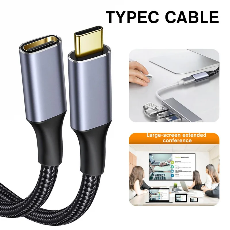 USB 3.1 Type C Extension Cable PD100W 10Gbps USB C 5A Fast Charging Cable Extend Male to Female 4K Audio video Cable Extender