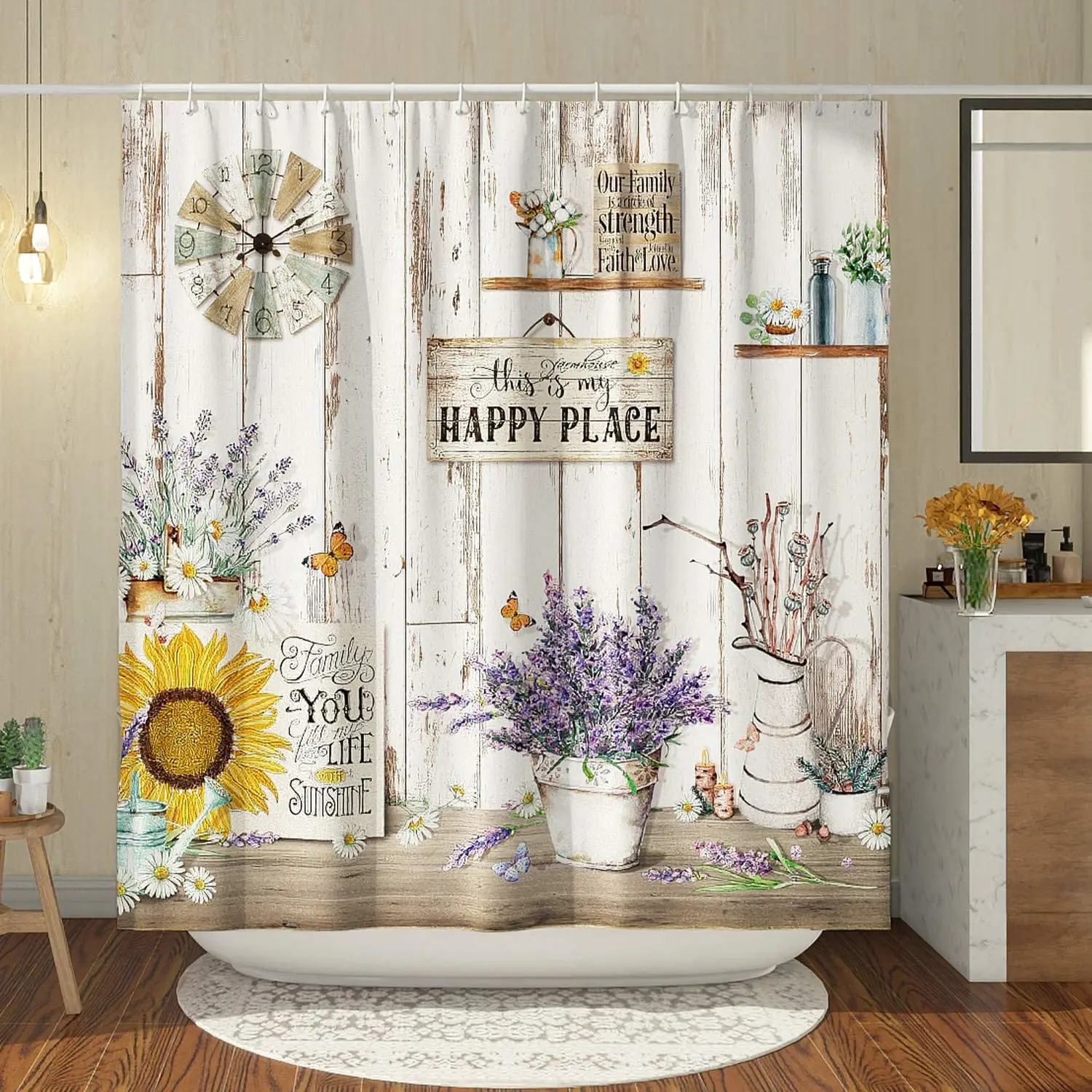 Travel Decorative Vintage Country Farmhouse Rustic Antique Wood Shower Curtain Traditional Greek Design Summer Window Image