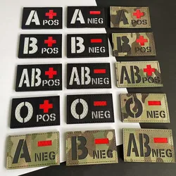 IR Reflective Blood Type A B AB O NEG POS Emblemen Armband Stickers,Tactical Badges Hook and Loop Patch Glow in Dark on Backpack