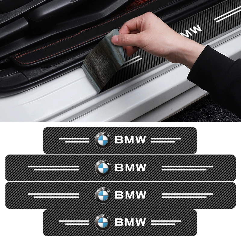 4pcs Carbon Fiber Car Door Sill Threshold Protector Stickers Anti Scratch for BMW 3 5 7 Series E46 E90 Z4 X1 X2 X3 X4 X5 X6 X7