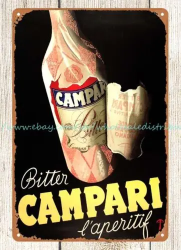 Ideas de diseño para dormitorio, 1948c Bitter Campari l'aperitif, letrero de lata de metal