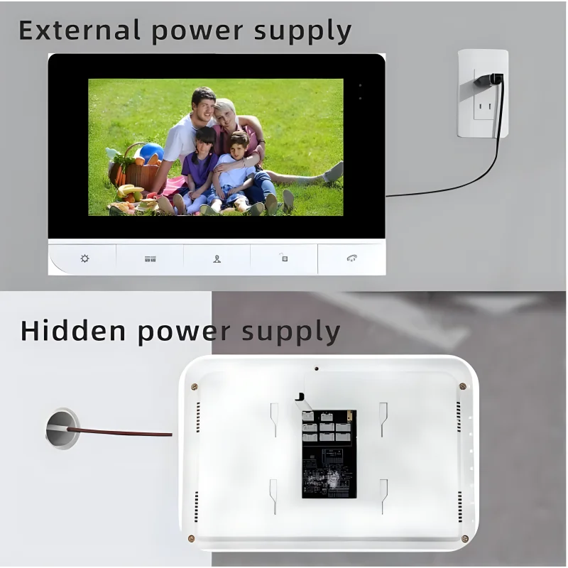 Kit de sistema de intercomunicación para teléfono de puerta, timbre de intercomunicación con RFID, HD, IR, LED, impermeable, para exteriores, soporte de desbloqueo remoto, 7 pulgadas