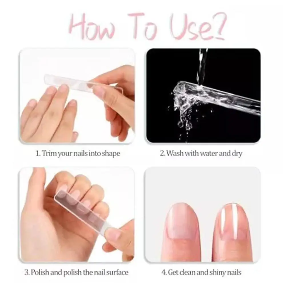 Limes à ongles professionnelles en verre de caractéristique, ponçage, polissage, transparent, équipement de meulage, manucure, outils d'art, 1 pièce