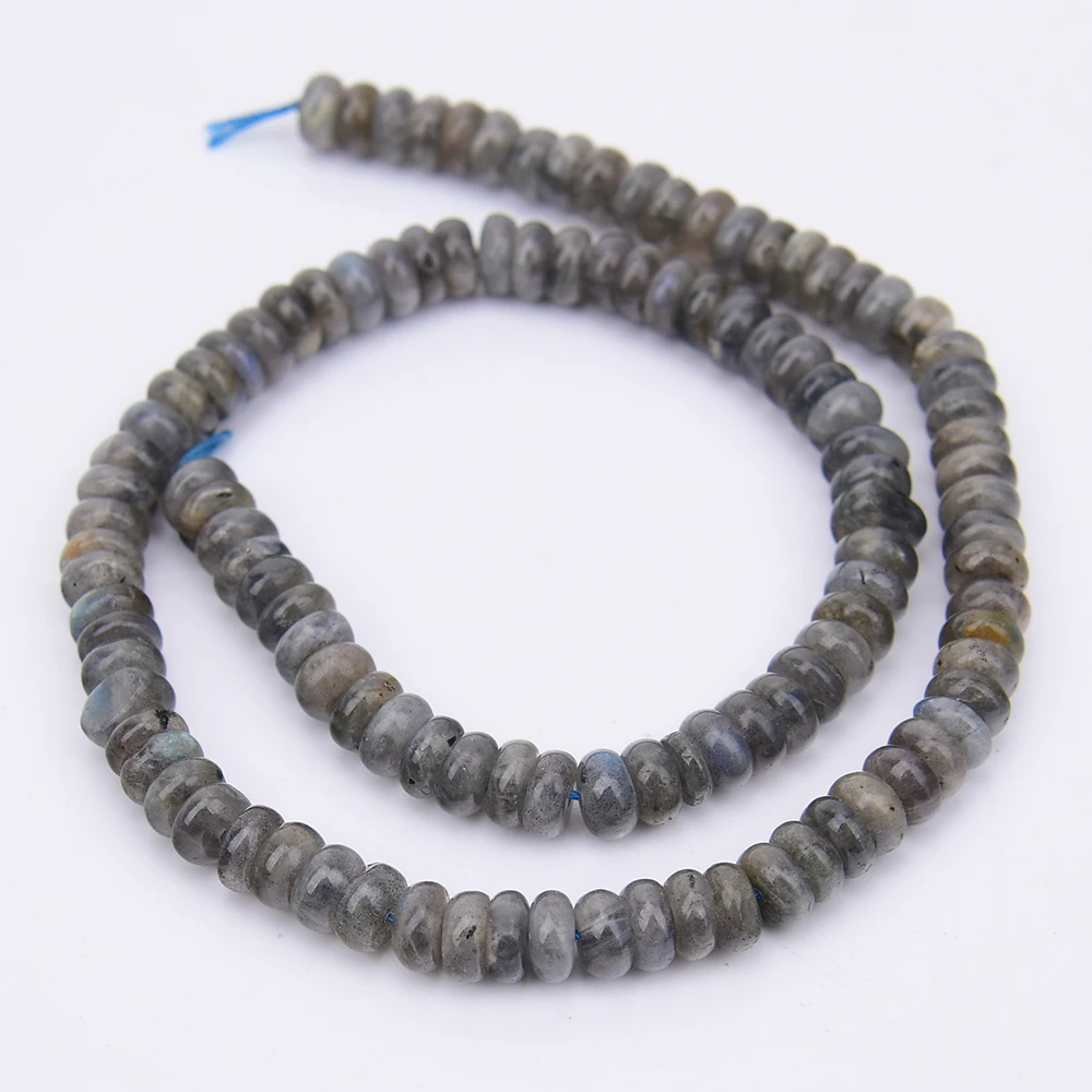APDGG 3x7mm 2 Strands Natural Labradorite Stone Wheel Shape Loose Beads Strands 15.5