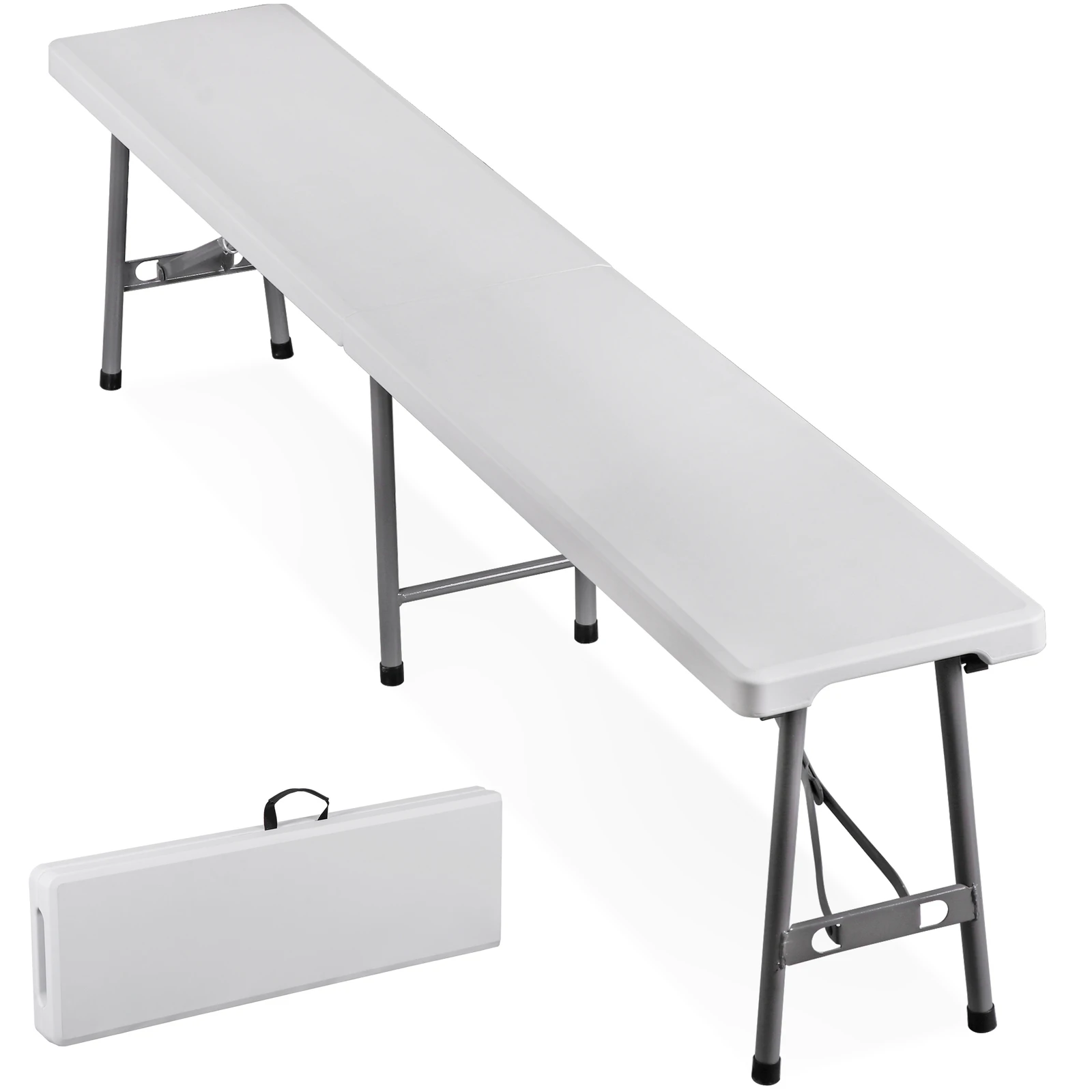 

6FT Plastic Folding Bench Portable Bench Indoor Outdoor for Picnic Camping White