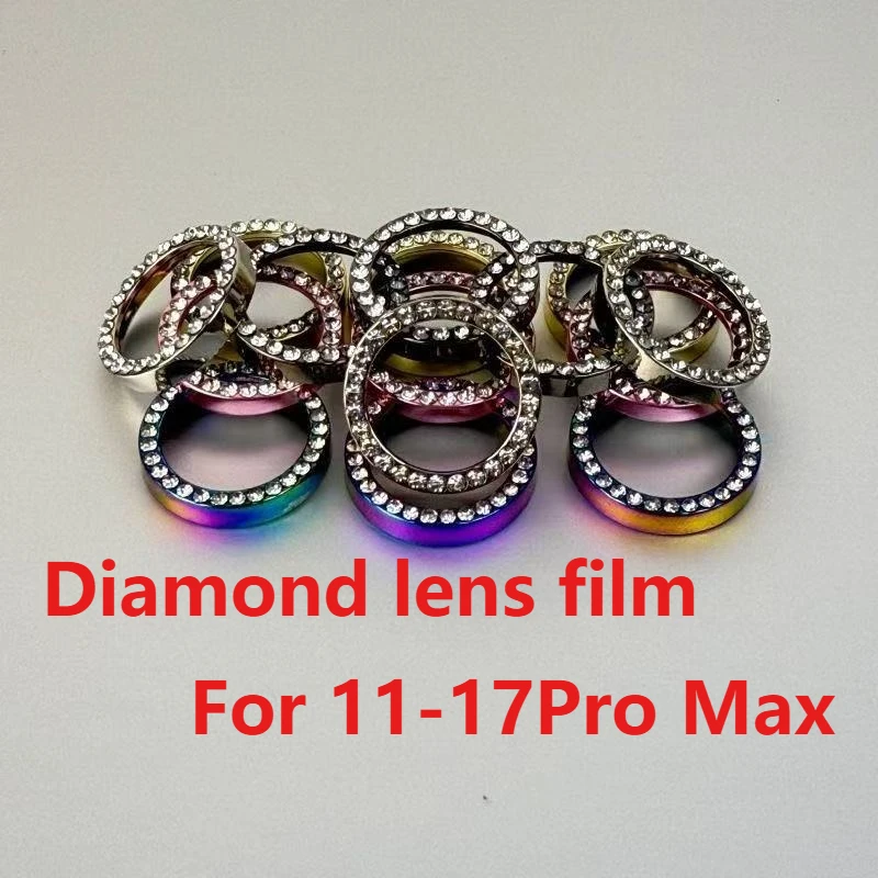 2-3Pcs Purple Orange Diamond Camera Lens Protection For 16 Pro Max Plus 15 14 17 Pro Max 12 13 Mini Glass Protector Accessory