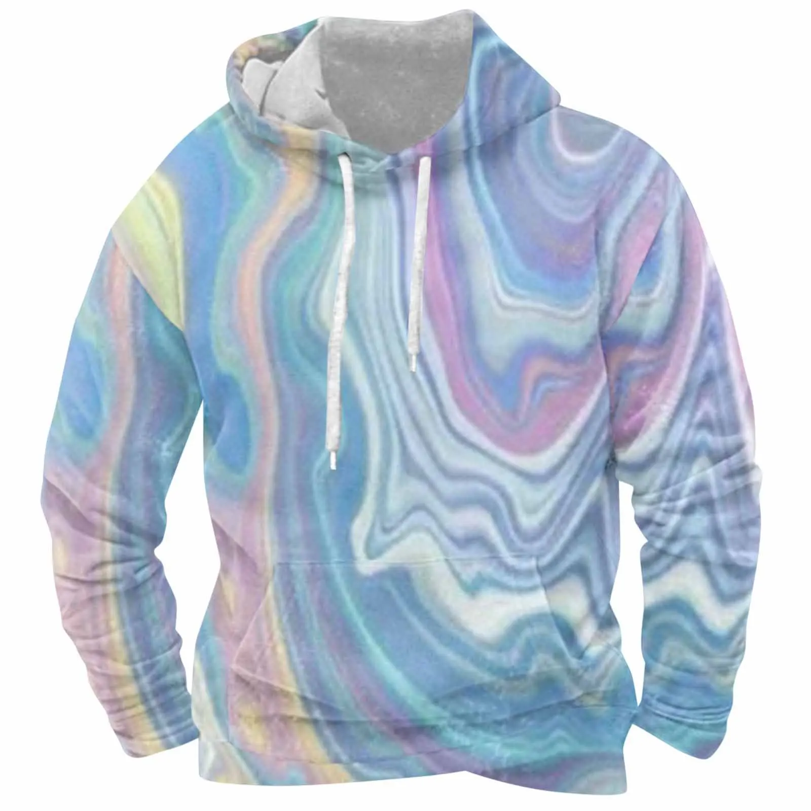 

The new men's and women's winter hooded 3D printed casual sweatshirt features a gradient color pocket drawstring and a hat.