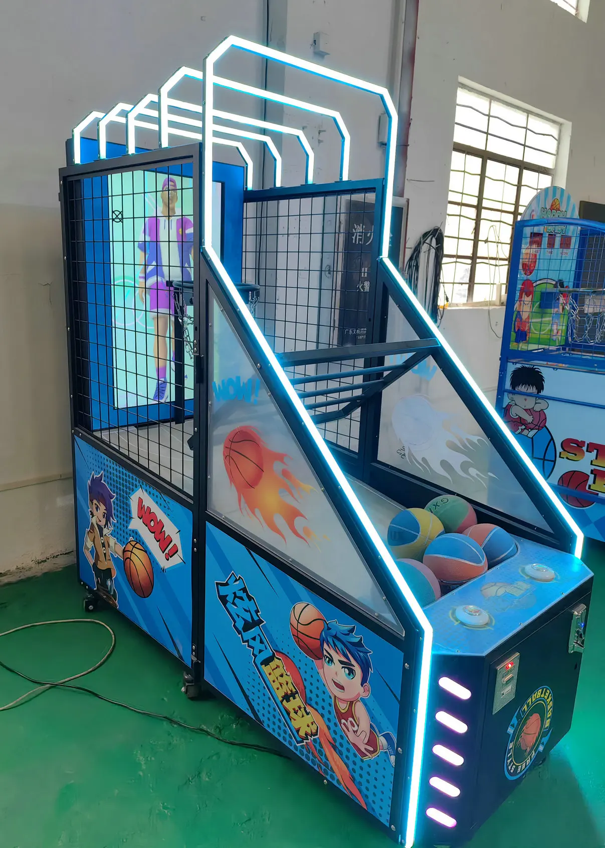 آلة كرة السلة عالية الجودة من Playfun تعمل بقطع النقود المعدنية للأطفال لعبة كرة السلة مع شاشة #4