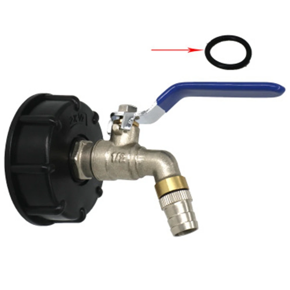 SLQZT IBC Rubinetto con uscita a sfera Serbatoio da 3/4 pollici Adattatore di scarico per uso alimentare S60X6 Serbatoio da 1000 L Contenitore per acqua piovana Valvola per rubinetto con tubo in ottone