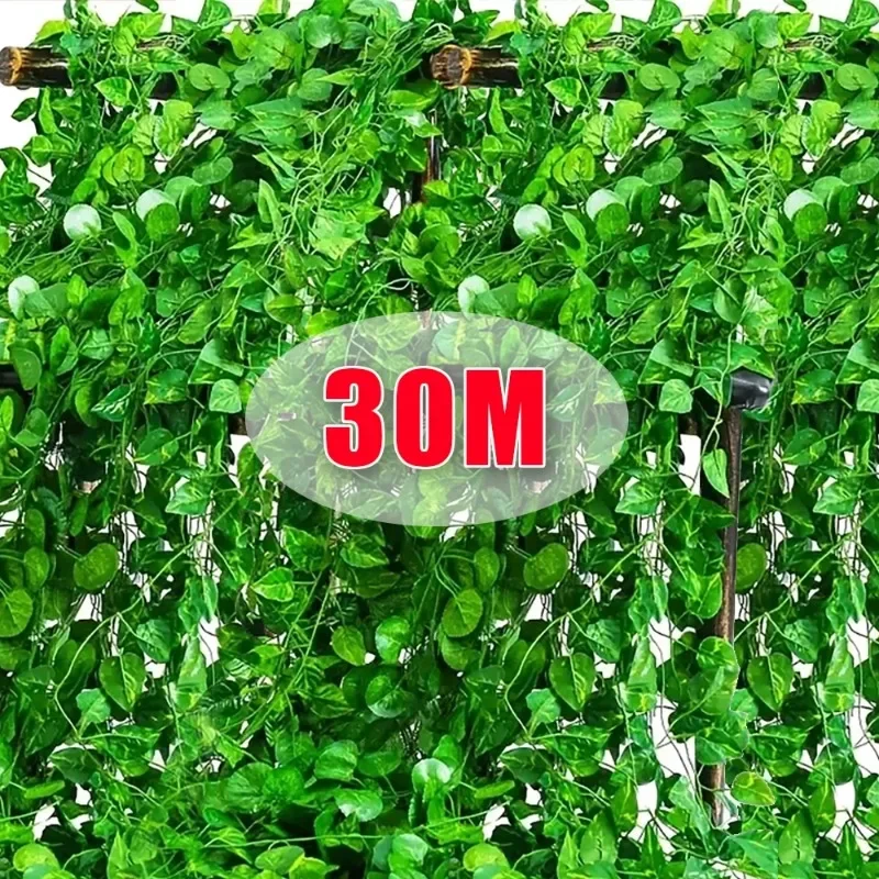 

30/2M Artificial Plant Green Ivy Leaf Garland Silk Wall Hanging Vine Home Garden Decoration Wedding Party DIY Fake Wreath Leaves