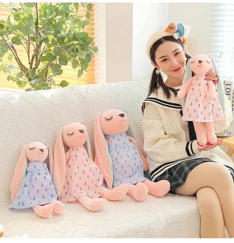 35 cm große Oster-Babyhasenfigur, rosa und blau, An'an Rabbit, beruhigende Geschenkpuppe für Kinder, Plüschtier mit superweichem Fell. – Detail 15