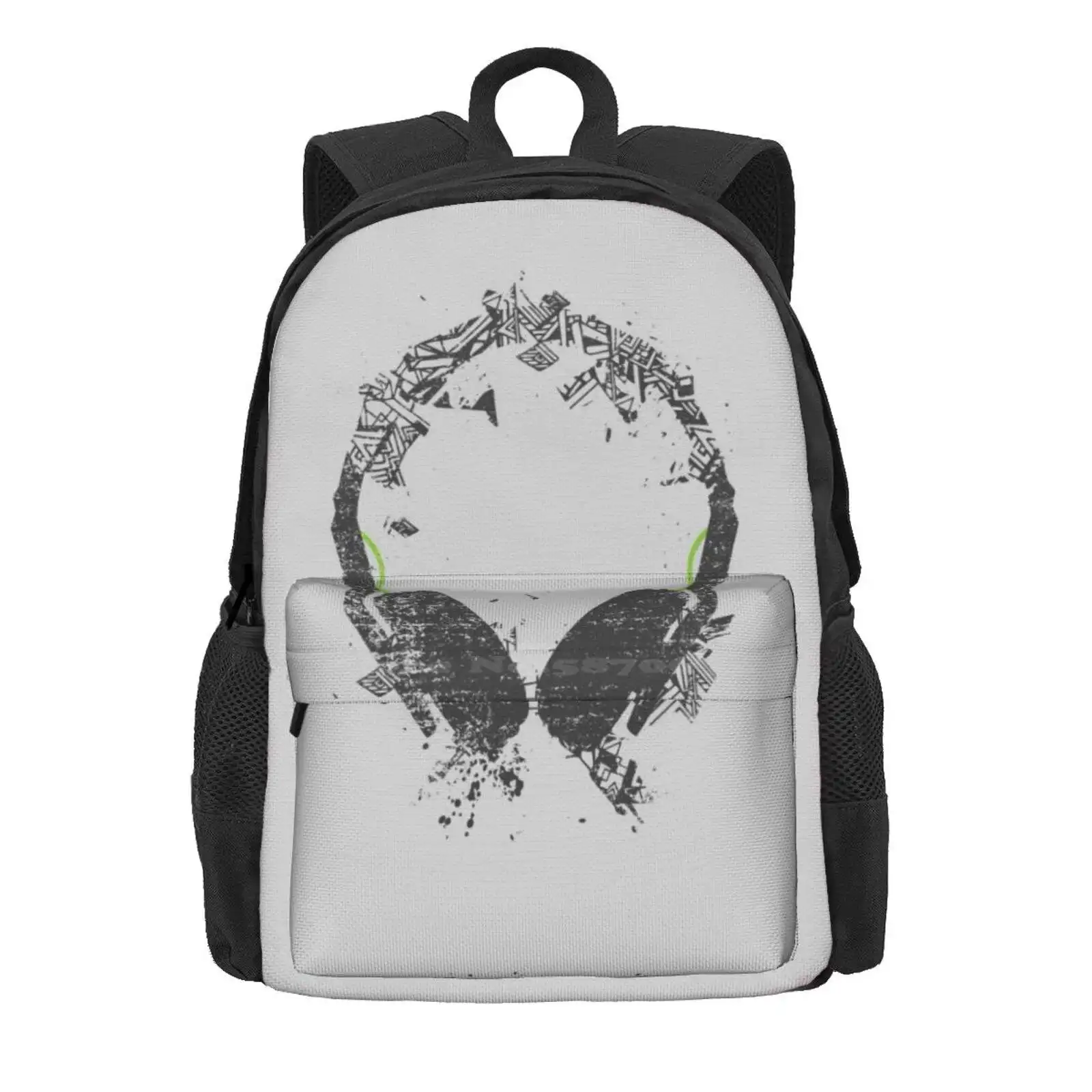 Music Art Headphones Hot Sale Schoolbag Backpack Fashion Bags Vinyl Sounds Abstract Artist Deejay Deep House Dj Dnb Electronic