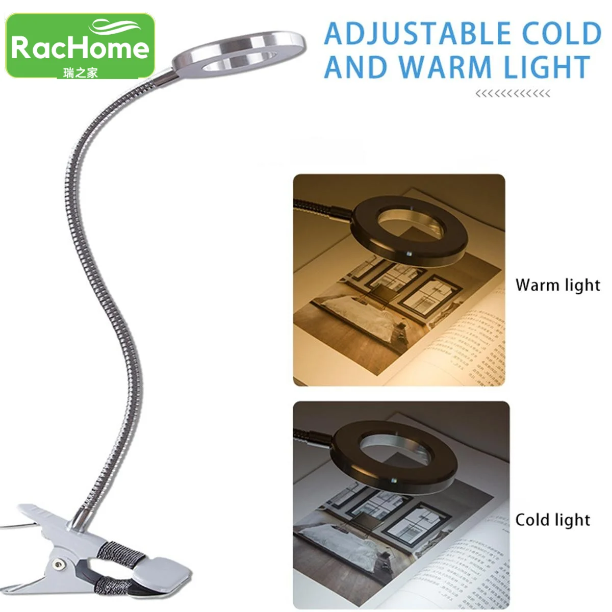 

dormitory travel Desk Lamp one switch Study Light Gooseneck Bedside lamp Flexible Clip-on Table lignt Dimmable lights with clip