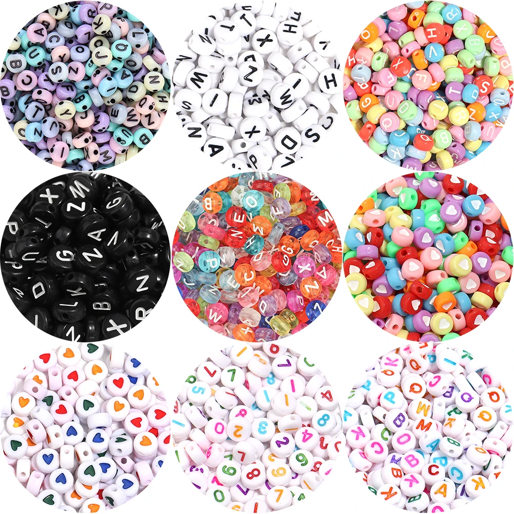 

100pcs/lot Acrylic Mixed Flat Round Letter Beads Loose Spacer Alphabet Beads For Jewelry Making Handmade Diy Bracelet Necklace