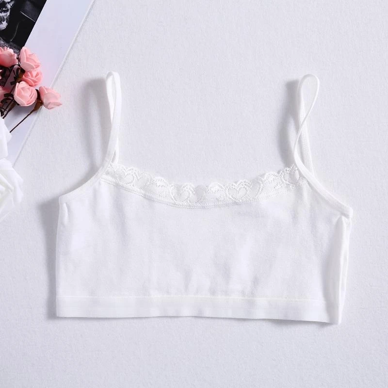 97BE Popular Soft Cotton Girls Training Bra Cami Strap Young Puberty Little Girls Bra