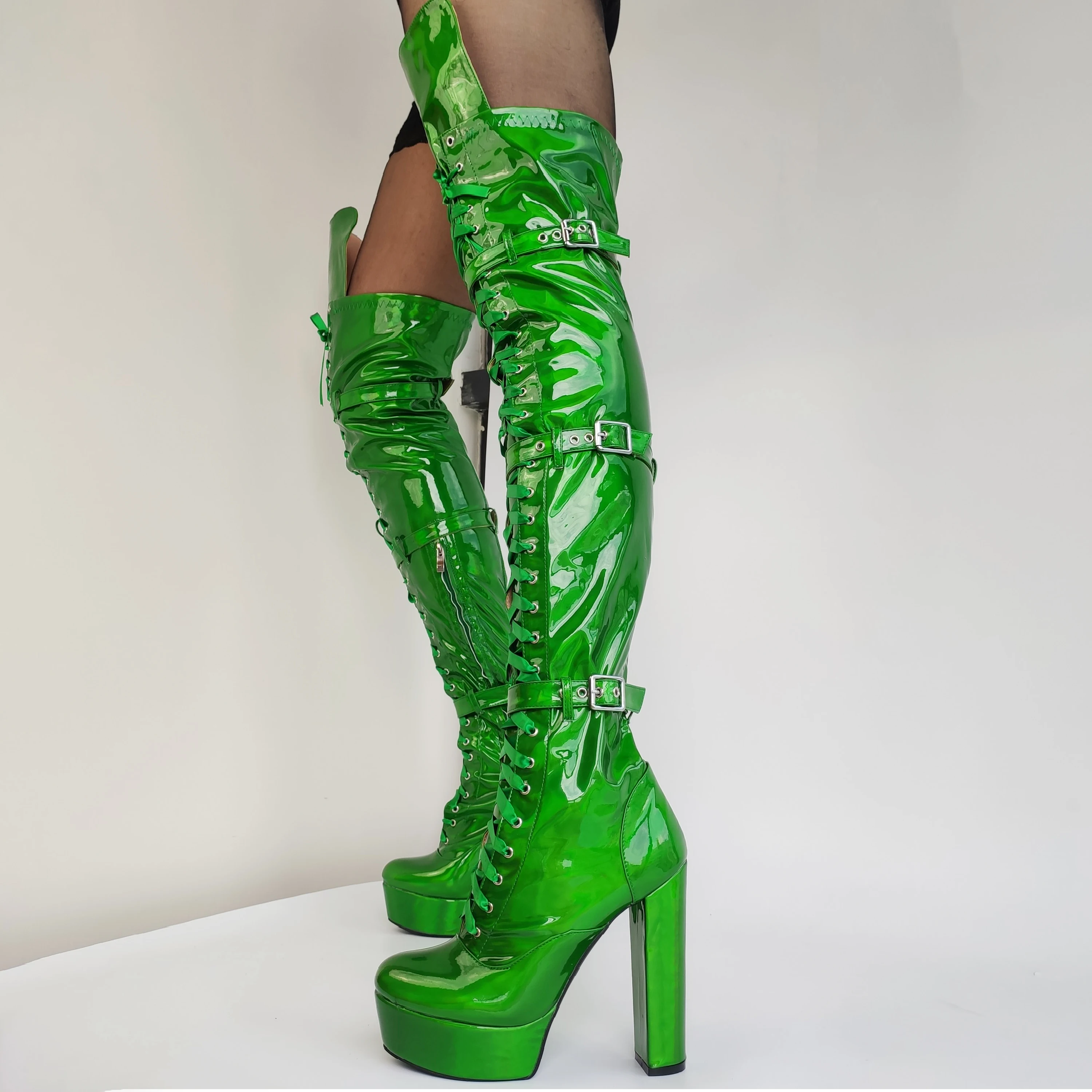 

Женские сапоги BERZIMER выше колена на платформе с боковой молнией, на толстом высоком каблуке, ручной работы, большие размеры 38, 43, 45, 48, 52