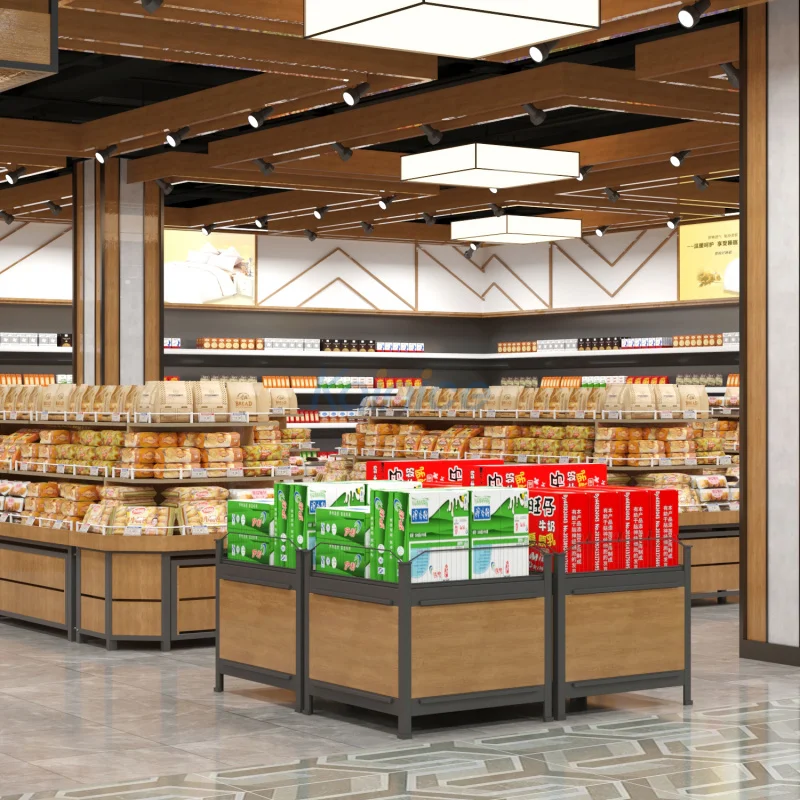 

Customize.Kainice Customized Round Retail Store Display Rack Wooden Display Gondola Shelf Supermarket Shelves Display Rack