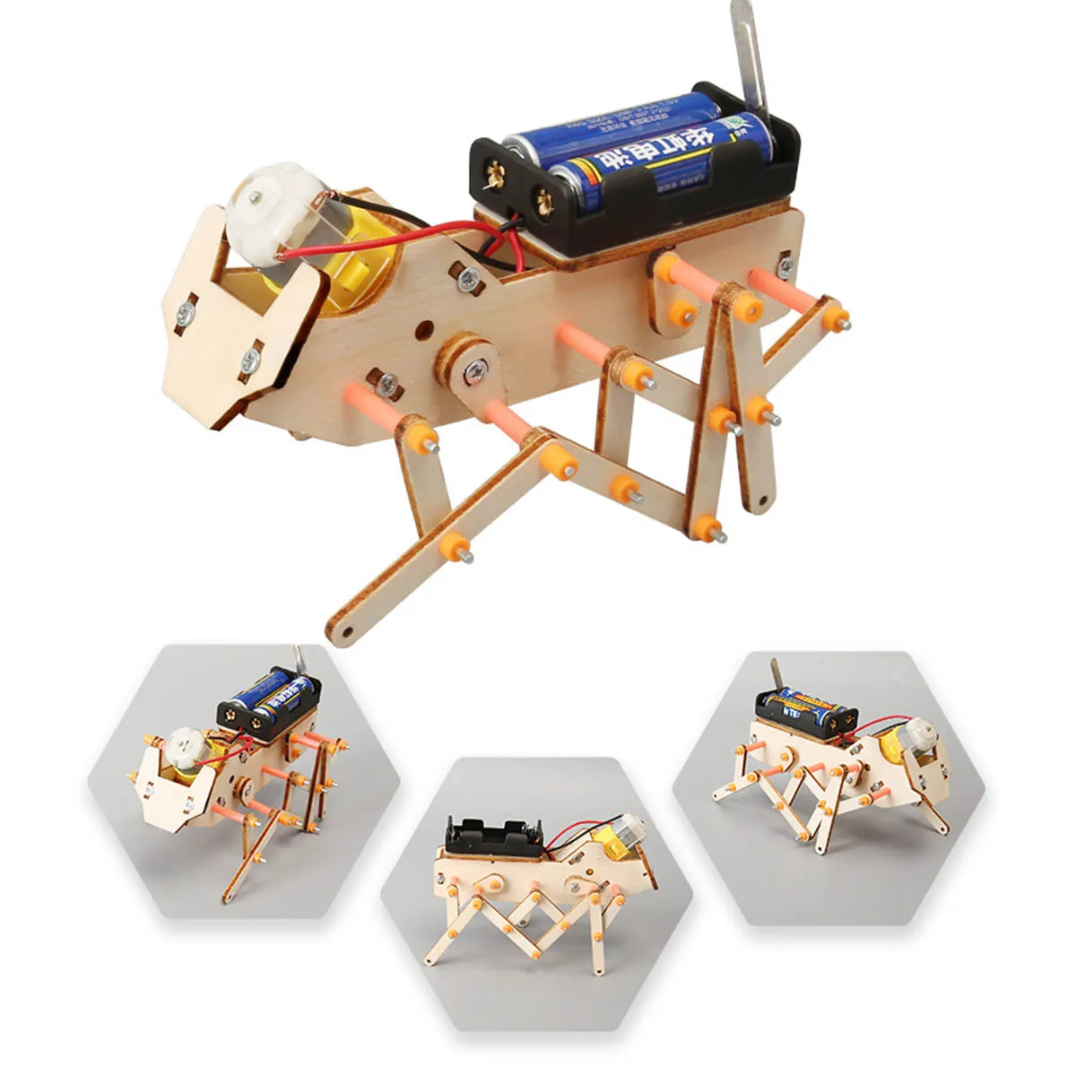 Estudantes tecnologia diy pequena produção artesanato conjunto de material artesanal hexapod robô crianças rastejando robô cão montagem modelo brinquedo