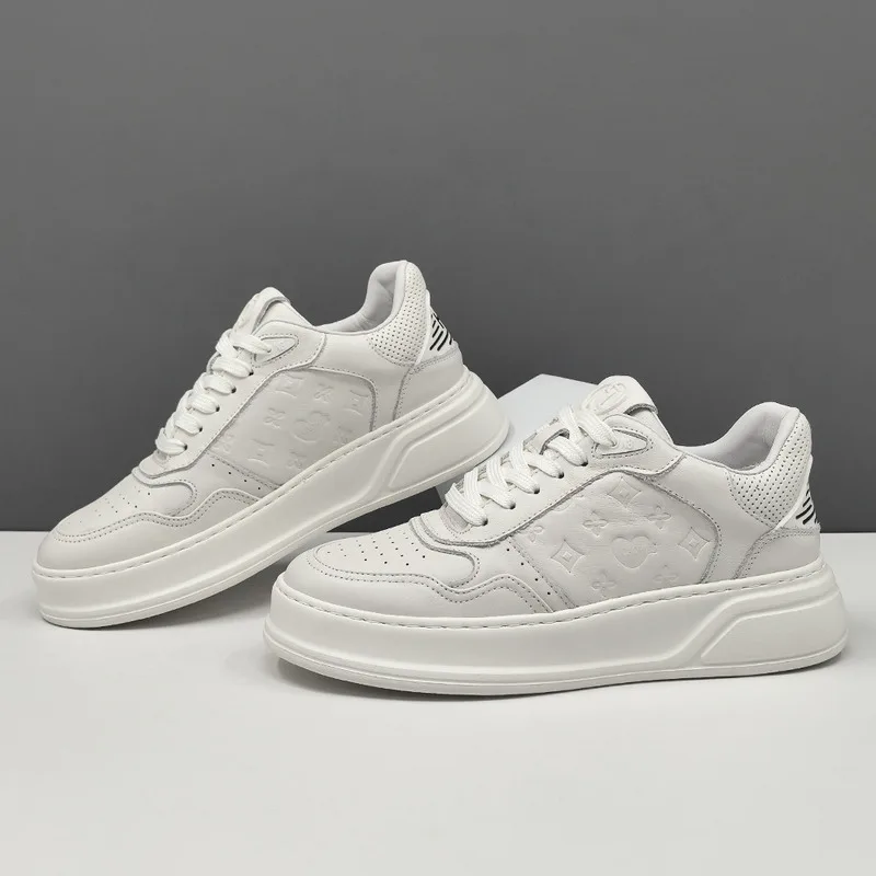 

Men's Top Layer Cowhide Board Trendy Thick Sports Height Versatile Casual Shoes Men's Shoes Leather Suede Loafers Men's Sneakers