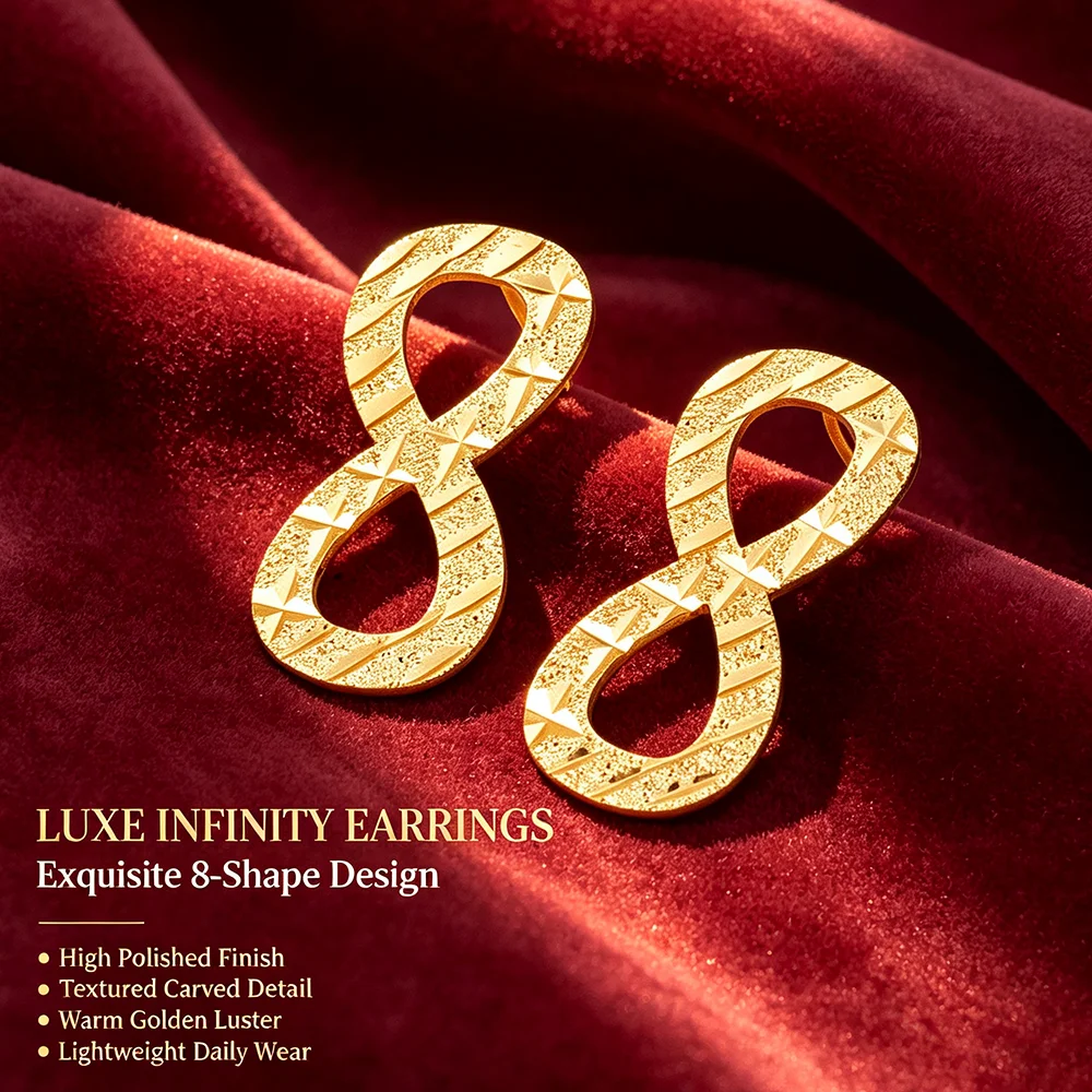 Modisches, schlichtes Edelstahl-Infinity-Anhänger-Halsketten- und Ohrring-Set, Vintage-Schmuck für Party, Hochzeit, als Geschenk geeignet. – Detail 6