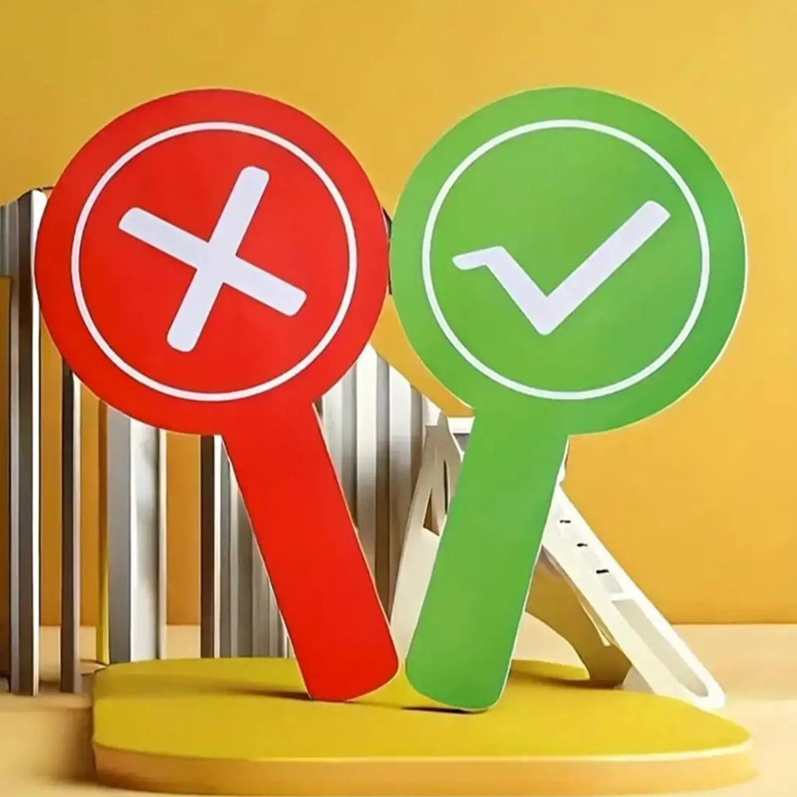 Double Sided Answer Paddle YES or NO Red-Green Signs With Double Side Audience Voting Paddles For Teachers School Competition