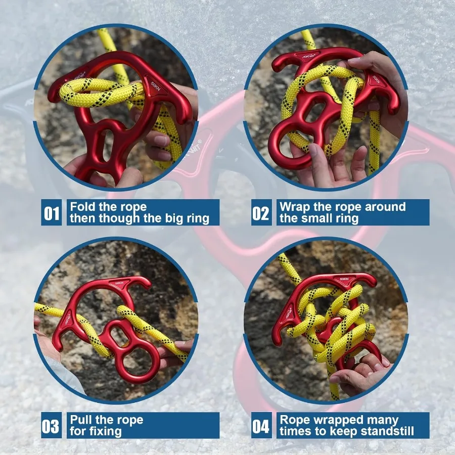 50KN Rescue Figure 8 Descender مع تصميم BentEar كبير للتثبيت عالي الأداء والراب في تسلق الصخور والتركيب #6