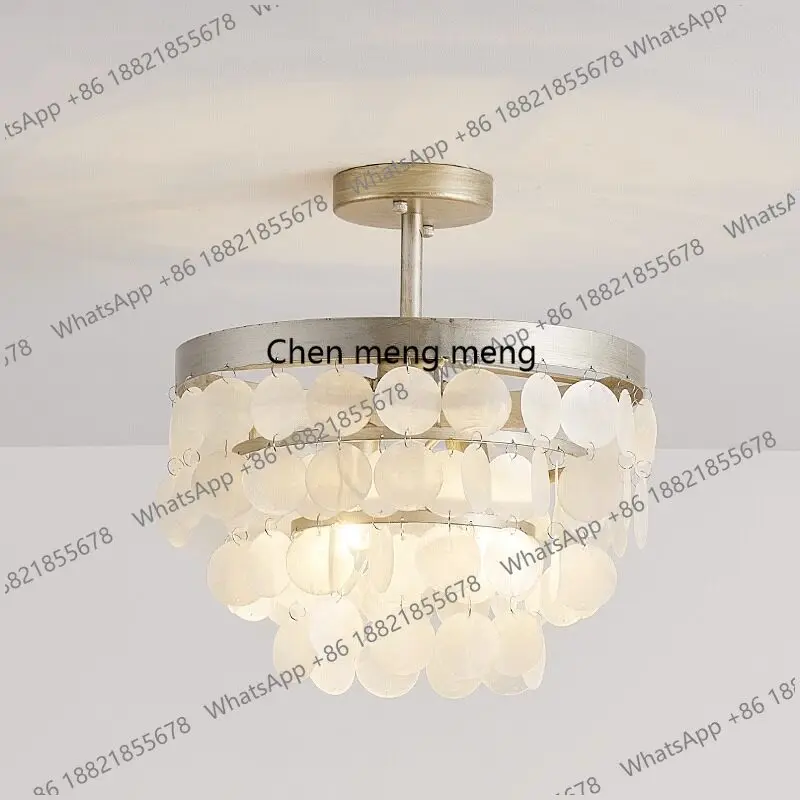 American medieval bedroom dining room half chandelier retro silver old French bed and breakfast ceiling lamp