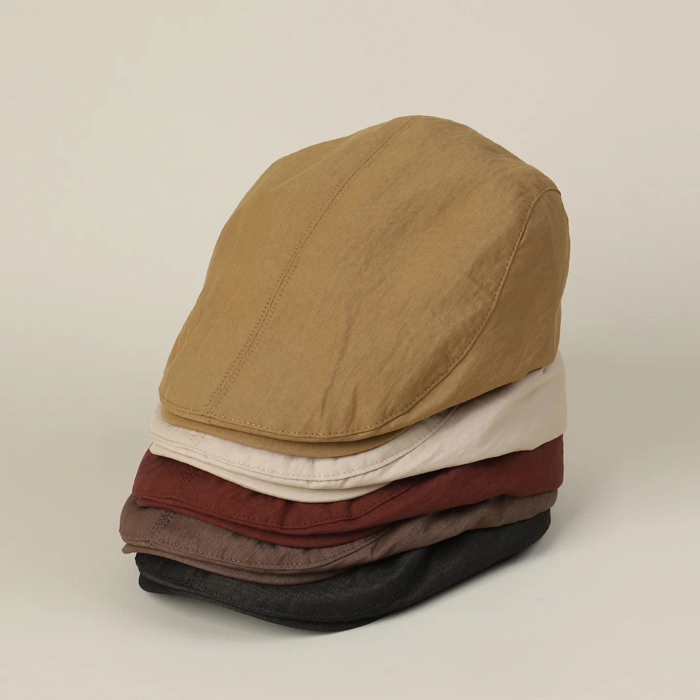 Unisex Nylon Structured Ivy Cap Spring Summer Thin Solid Color Korean Casual Baseball Visor Sun Forward Hat