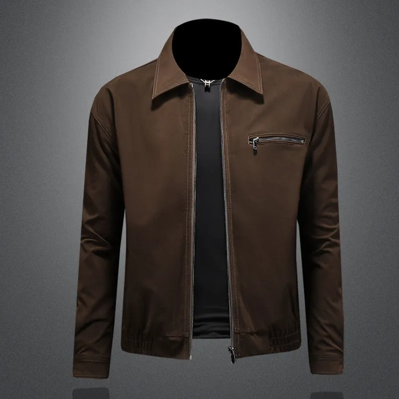 Minglu Faux Leather Autumn Winter Men's Jackets Luxury Solid Color Turn Down Collar Motorcycle Casual Male Coats Man Outerwear