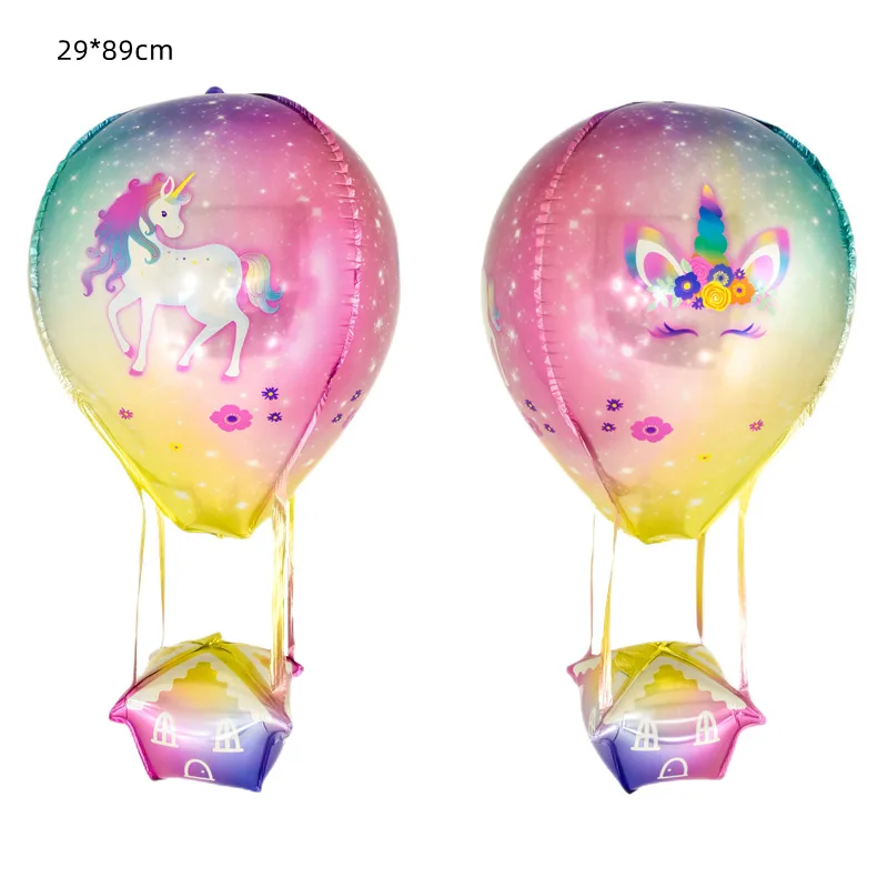 2Pcs Cute Unicorn 4D Hot Balloon Rainbow Foil Ballon for Kids Birthday Party Decorations Girl Baby Shower Gender Reveal Globos