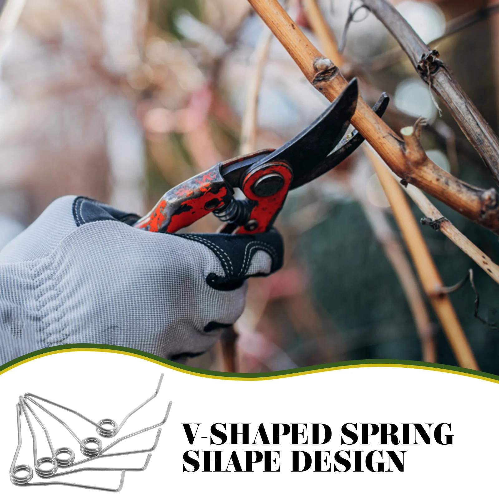 10pcs V Shape Pruning Shears Springs Stainless Steel Replacement Trimming Bypass Tree Pruner Spring Fits Gardening Tools
