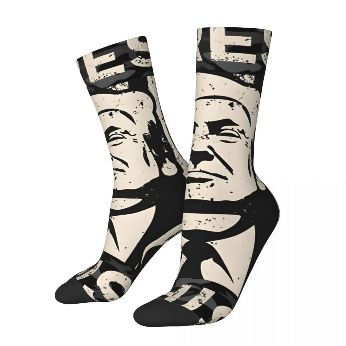 Funny Crazy compression Fun Sock for Men Hip Hop Harajuku T-Trump Happy Seamless Pattern Printed Boys Crew Sock Novelty Gift