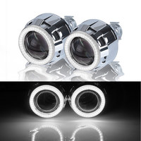 70mm LED Halo Angel eye 2.5 Inch Headlight Lenses Bi-Xenon Projector Lens White Ring Retrofit for H4 H7 Automobile Accessories