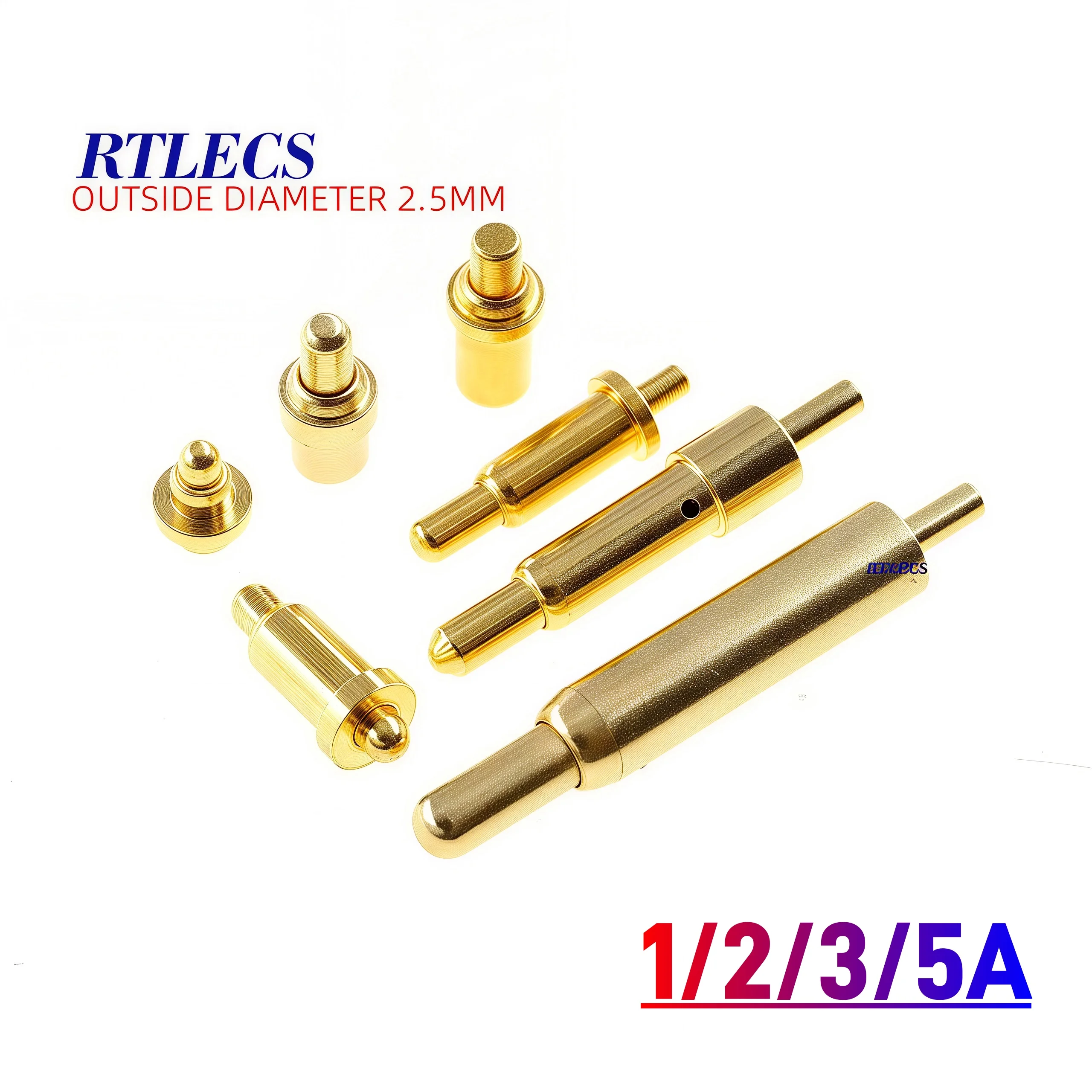 2/5/20 Pcs Spring-Loaded Pogo Pin Connector with 2.5mm Outer Diameter Flange Discrete Contact Probe Gold Plate 1/2/3/5A