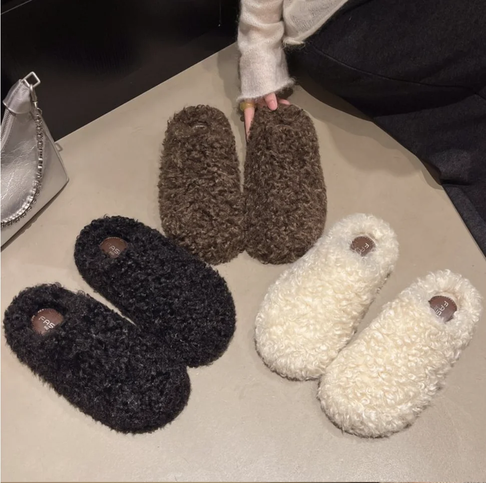 Winter 2027 Fashion Women's Shoes Comfortable Plush Velvet Warm Fluffy Slippers Home Non-slip Light Soft Platform Indoor Slipper
