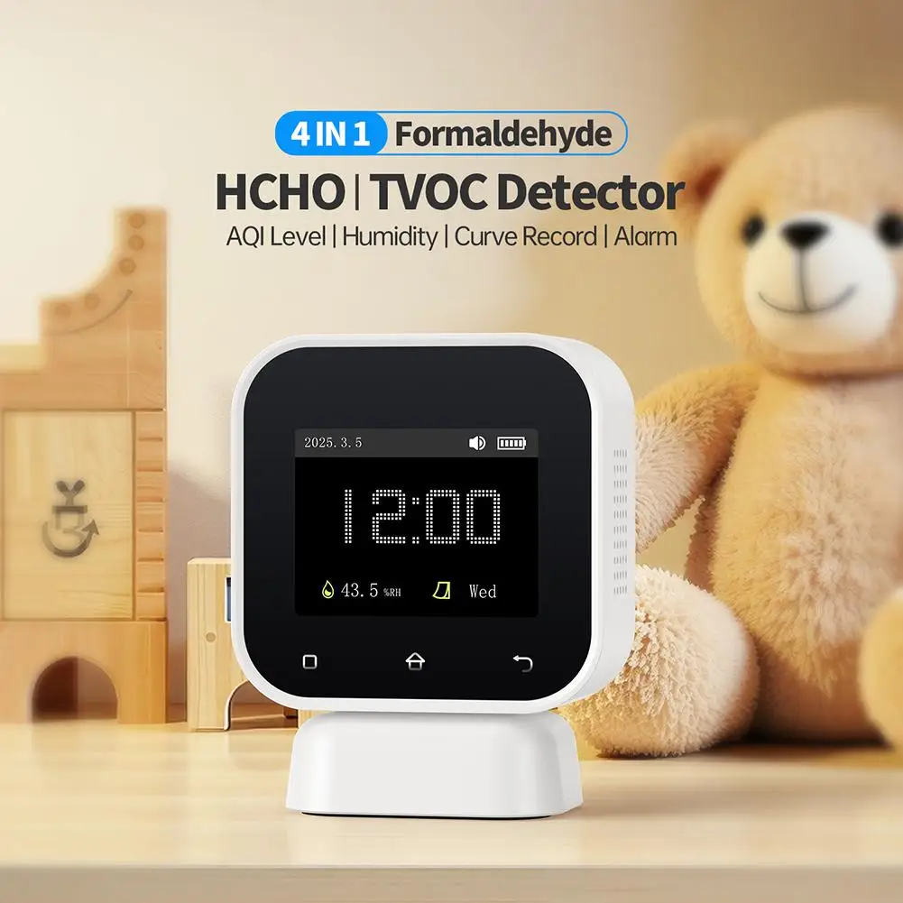 

SFD-02 4в1 Монитор качества воздуха в помещении Мгновенный дисплей TVOC Время влажности Умный детектор качества воздуха в помещении