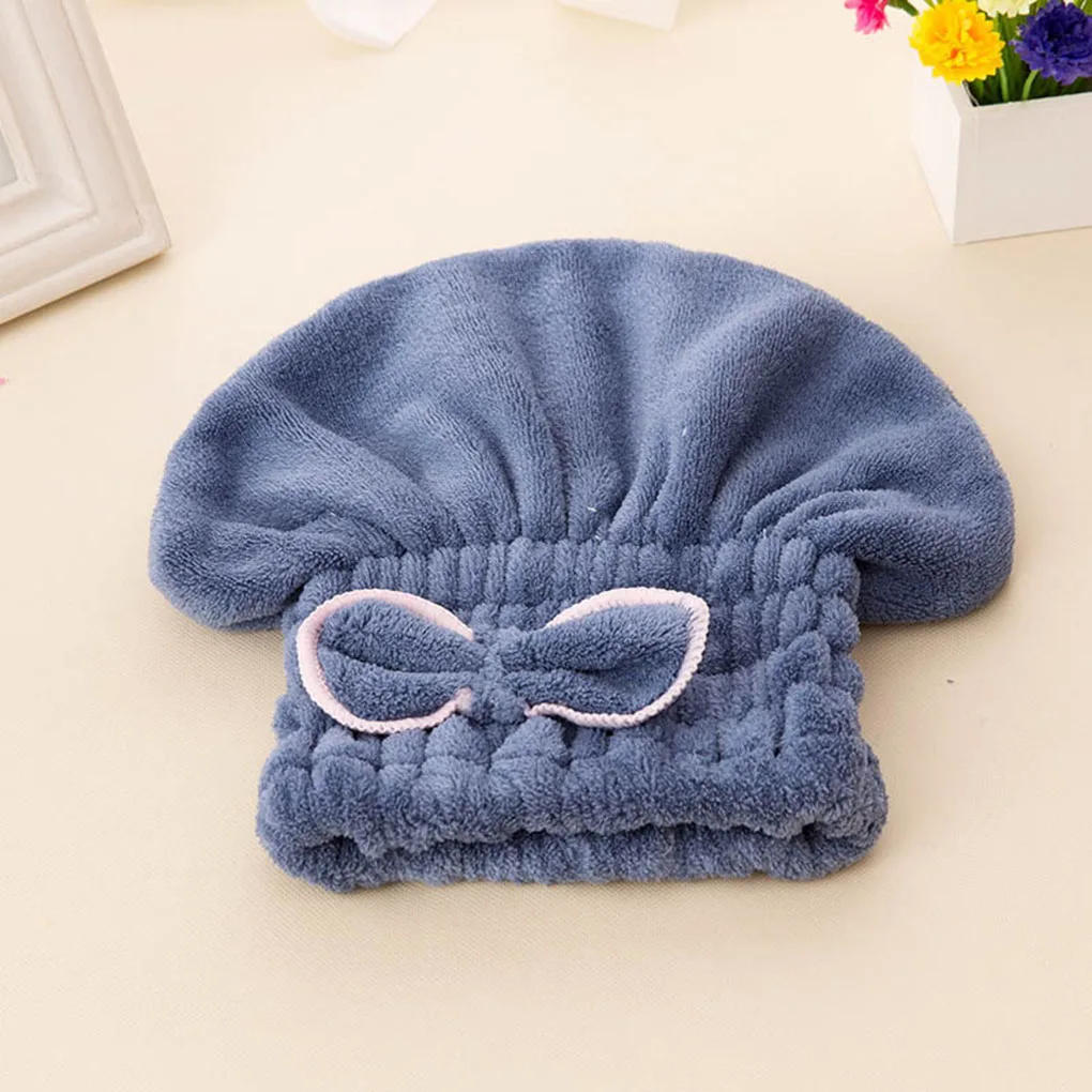 Microfiber Hair Drying Towel Wrap With Bow-Knot Shower Cap Hair Turban Hair Wrap Cap Applies To All Length And Dry Hair Quickly