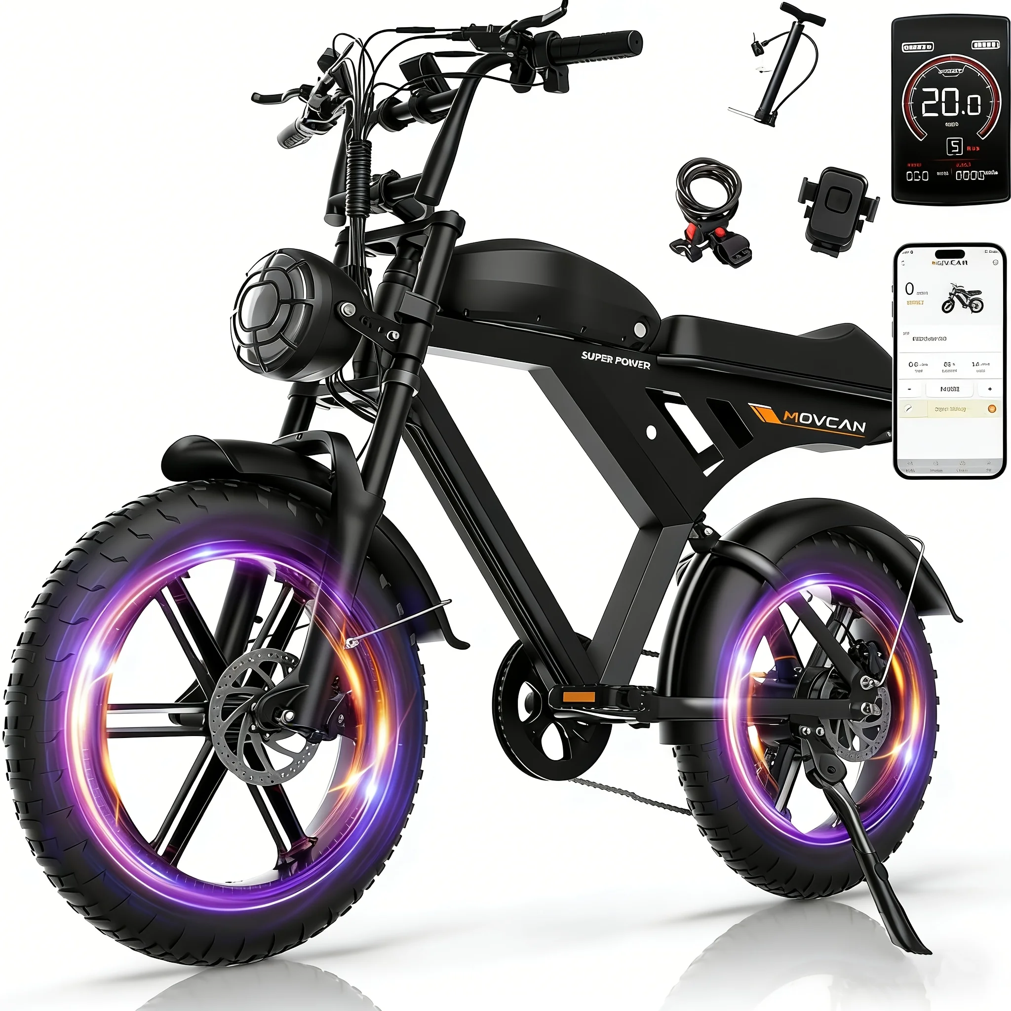 V30 Adult Electric Bicycle, 20MPH, 749W Brushless Motor, Detachable 48V15.6AH Battery. Hydraulic Disc Brakes + Dual Front Fork S