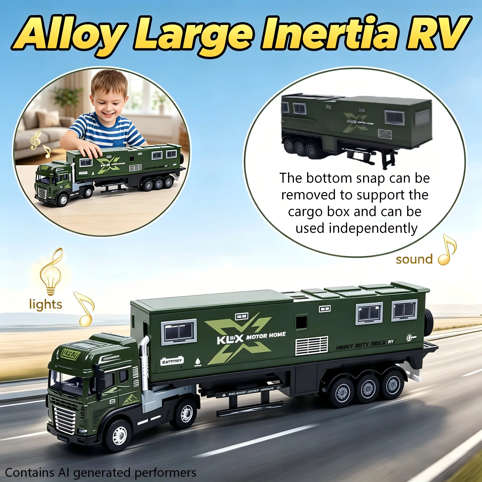 慣性シミュレーション合金rvキャンピングカーおもちゃ大型トラックモデルライト＆サウンドエフェクト付き子供向けコレクタブルカーおもちゃ