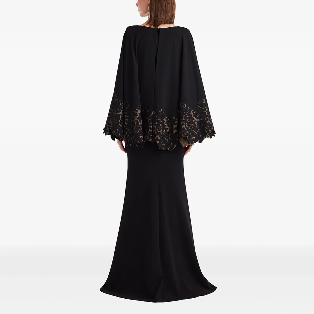 シンプルなイブニングドレス ボートネック 長袖 マーメイドイブニングドレス エレガント フォーマルな機会 フロアレングス プロムドレス カスタマイズ