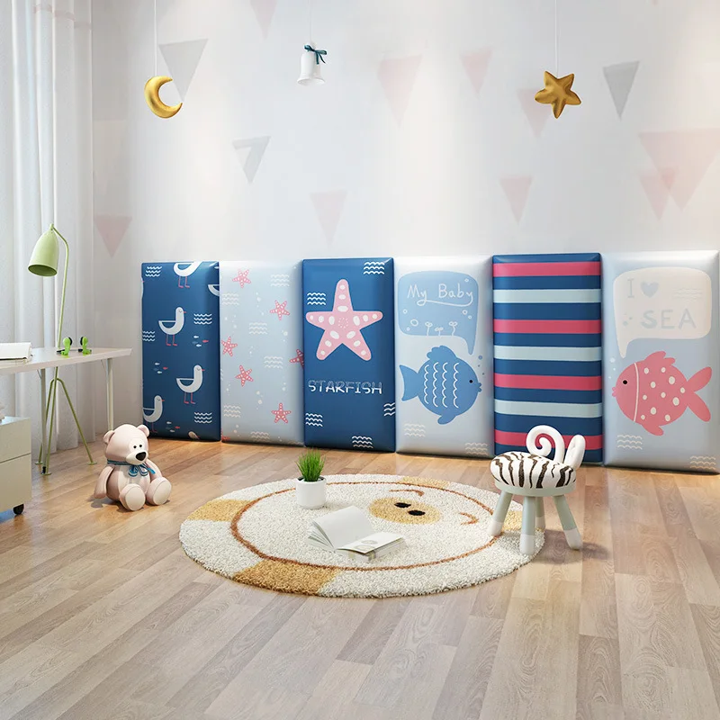 

Cartoon Kids Bedroom Furniture Headboards Anti-collision Wall Panels Kids Nursery Wall Decor Stickers Head Board Cabecero Cama