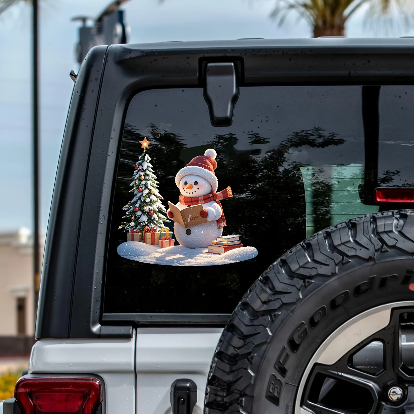 1PC Festive Snowman & Xmas Tree Sticker for Vehicle & Craft Accents" Sticker, Perfect for Notebook Covers, Gift Boxes