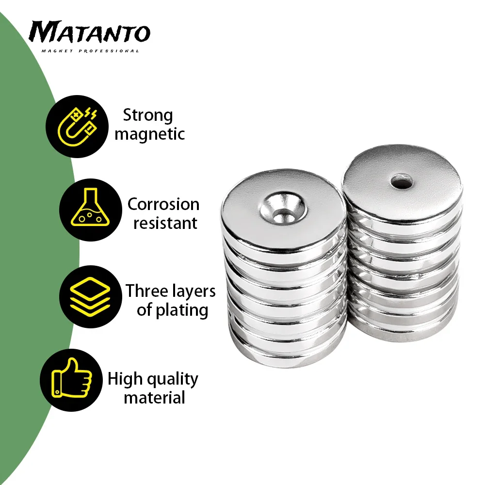 1/2/5/10/15PCS 40x5-6mm Hatalmas Mágnes 40x5mm Terrier 6mm Menet countersunk Mágneses N35 ndfeb Neodímium Korong magnets 40*5-6mm