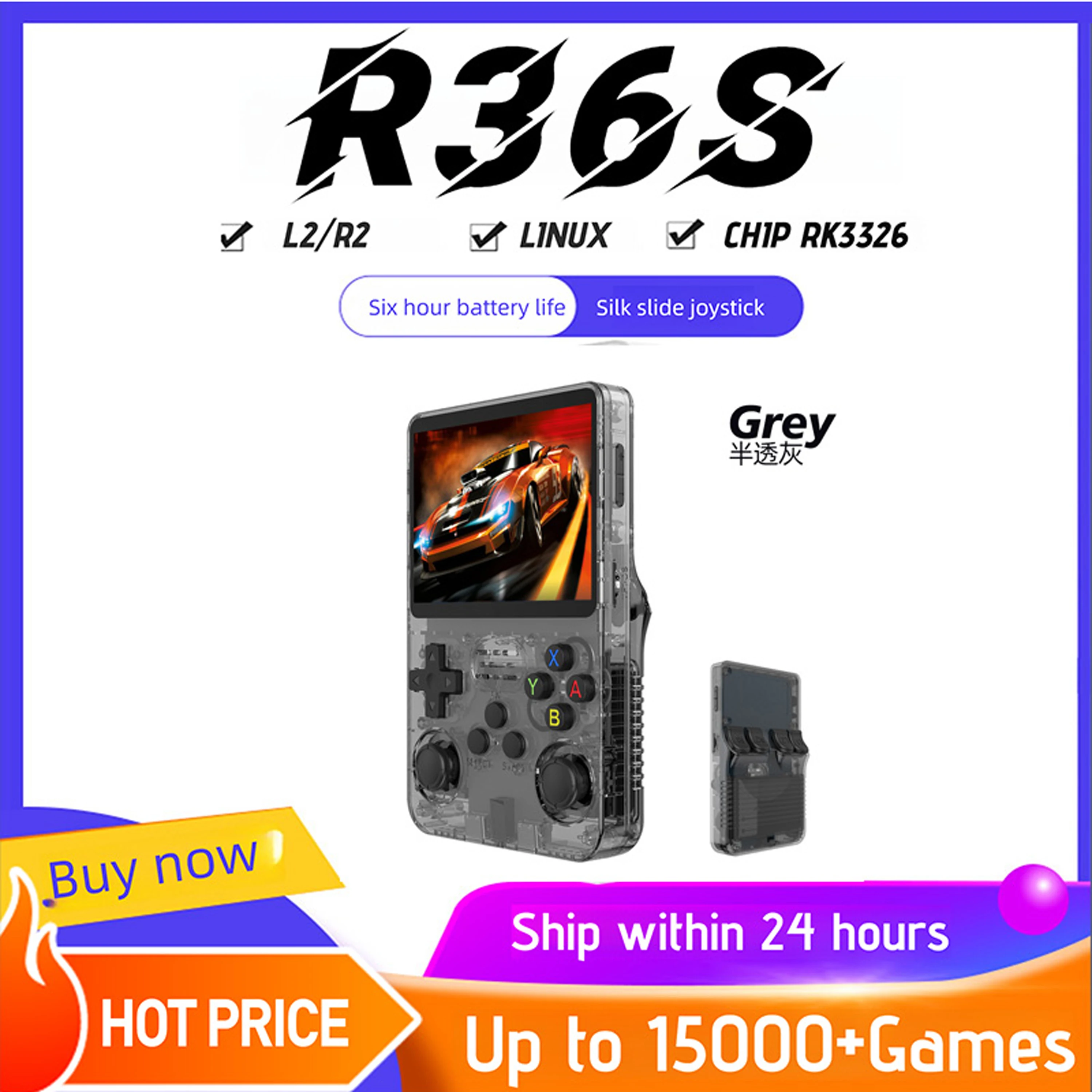 

R36S R36Plus Retro Handheld Game Console Linux 64-bit System 4" IPS Screen RK3326 Portable Pocket Video Player For N64 PS1