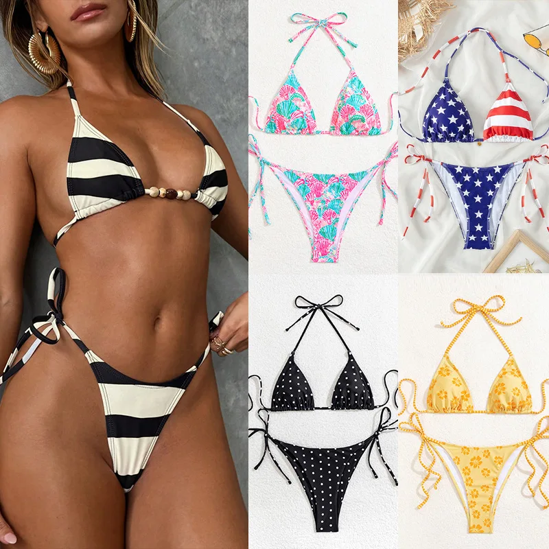 

NewbikiniThree-point Black and White Print Sexy Two-piece Bikini Swimsuit